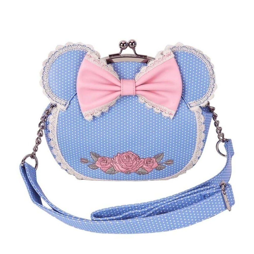 Loungefly Minnie Mouse Floral and Lace Kisslock Crossbody Bag